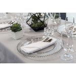 Nappe de table classique, ronde 132 po, bord ourlé, blanc